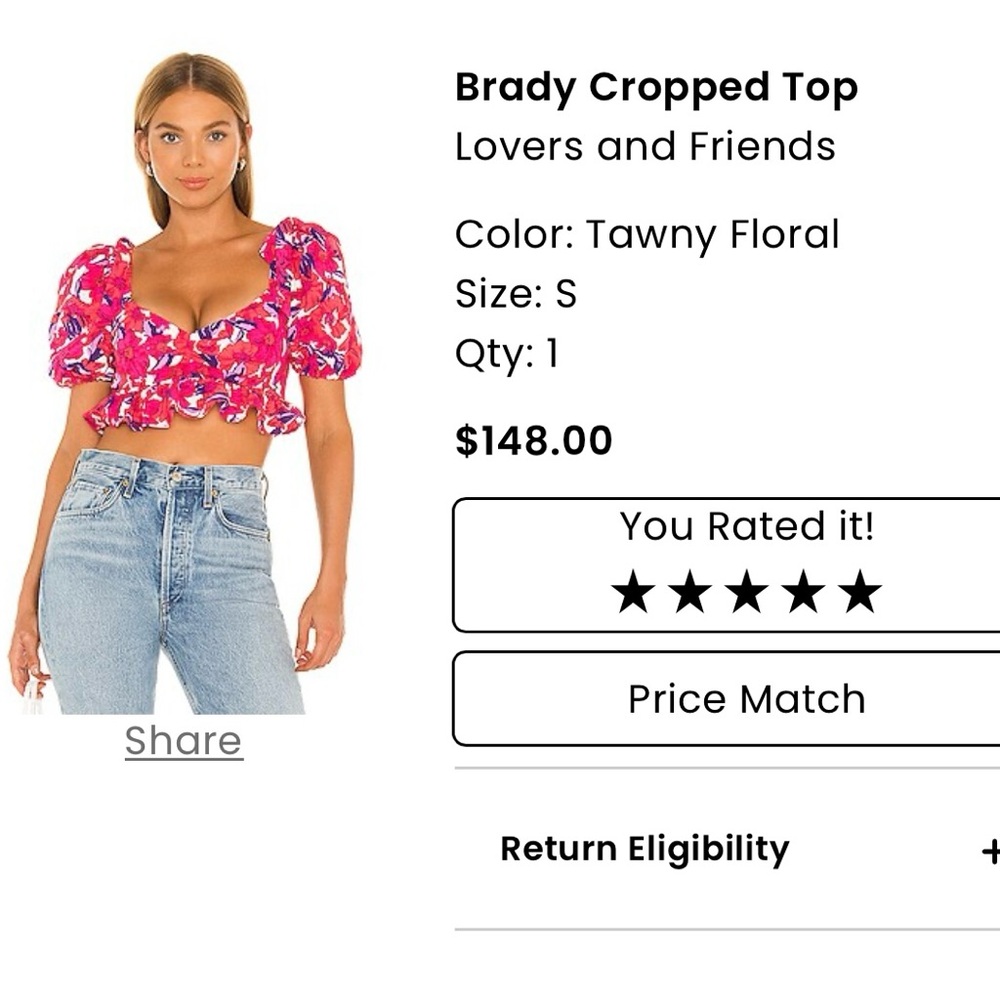 Lovers + Friends Brady Cropped Top - Pink Floral